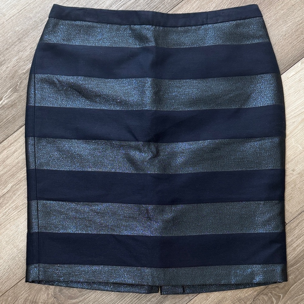Tommy Hilfiger Metallic Glitter Striped Pencil Skirt - Picture 3 of 13